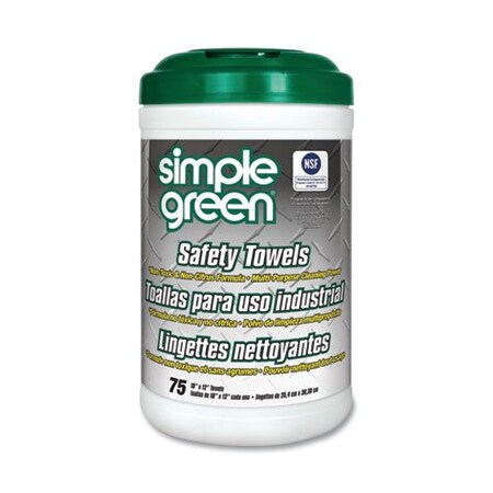 Sunshine Makers SimplGreen, Safety Towels, 10 X 11 3/4, 75/canister, 6 Per Carton 13351CT